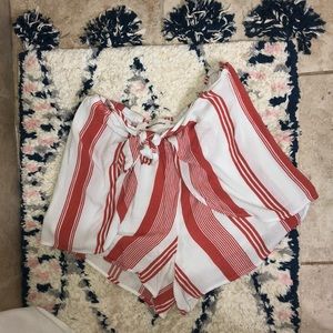 Impeccable pig orange striped beach shorts